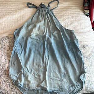 Bella Dahl Tie Back Chambray Halter Top Size Large